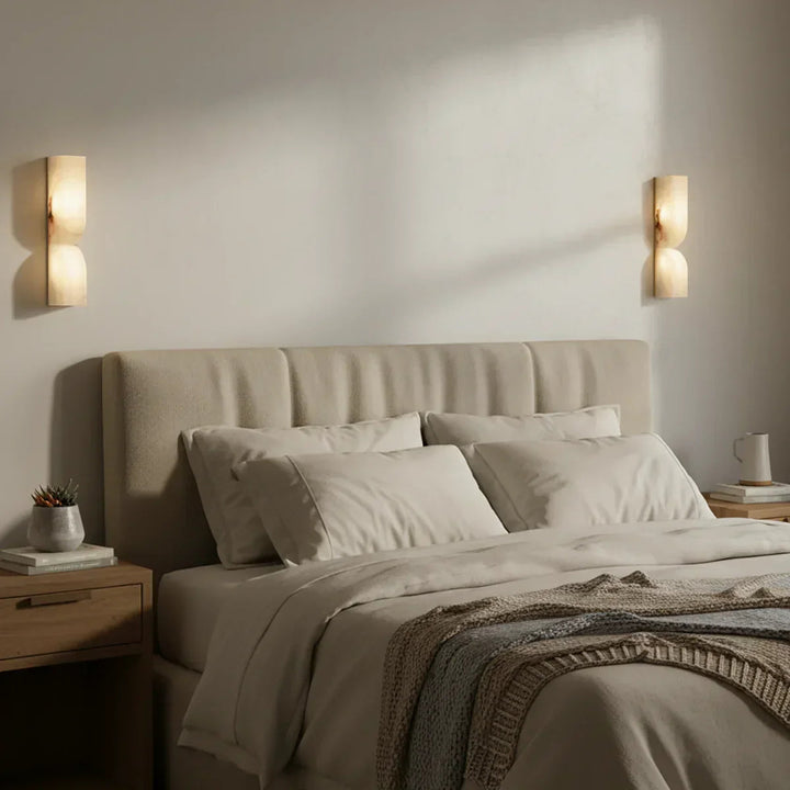 AlabasterGlow | Elegant Natural Stone Wall Sconce Light Fixture 12
