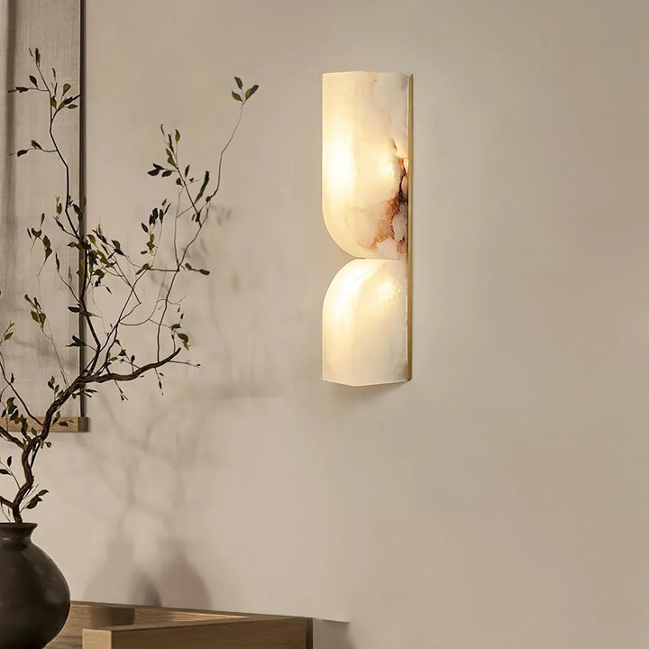AlabasterGlow | Elegant Natural Stone Wall Sconce Light Fixture 2