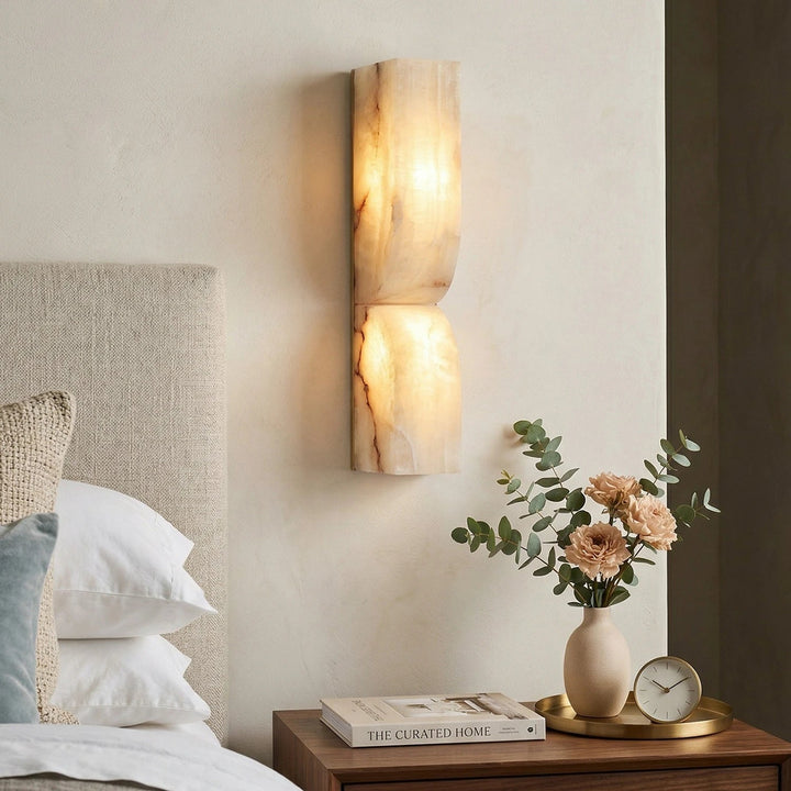 AlabasterGlow | Elegant Natural Stone Wall Sconce Light Fixture 3