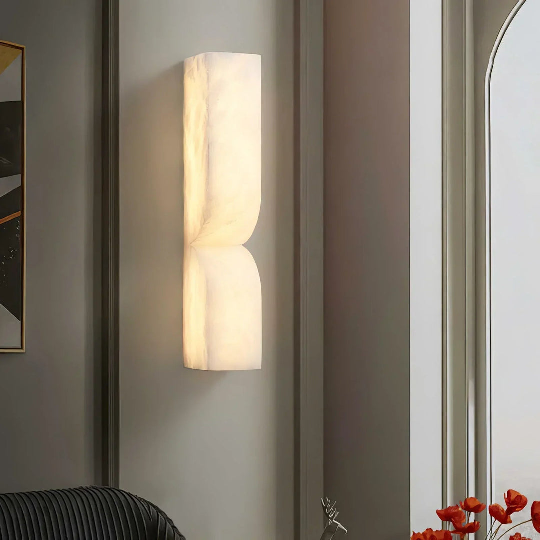 AlabasterGlow | Elegant Natural Stone Wall Sconce Light Fixture 4