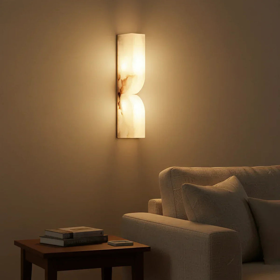 AlabasterGlow | Elegant Natural Stone Wall Sconce Light Fixture 6