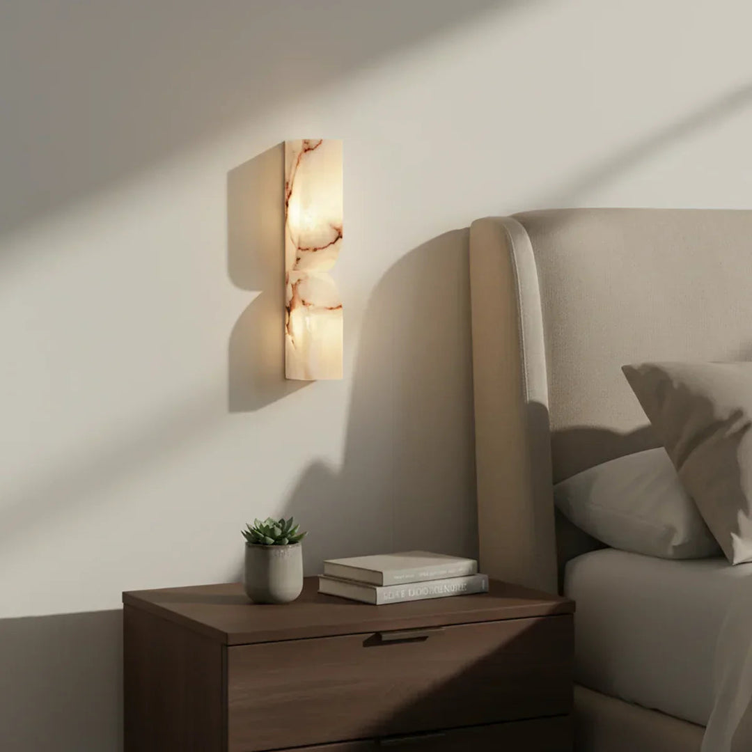 AlabasterGlow | Elegant Natural Stone Wall Sconce Light Fixture 8