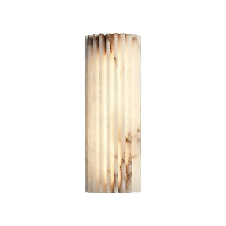 AlabasterGlow | Elegant Ribbed Alabaster Wall Sconce Light Fixture 1