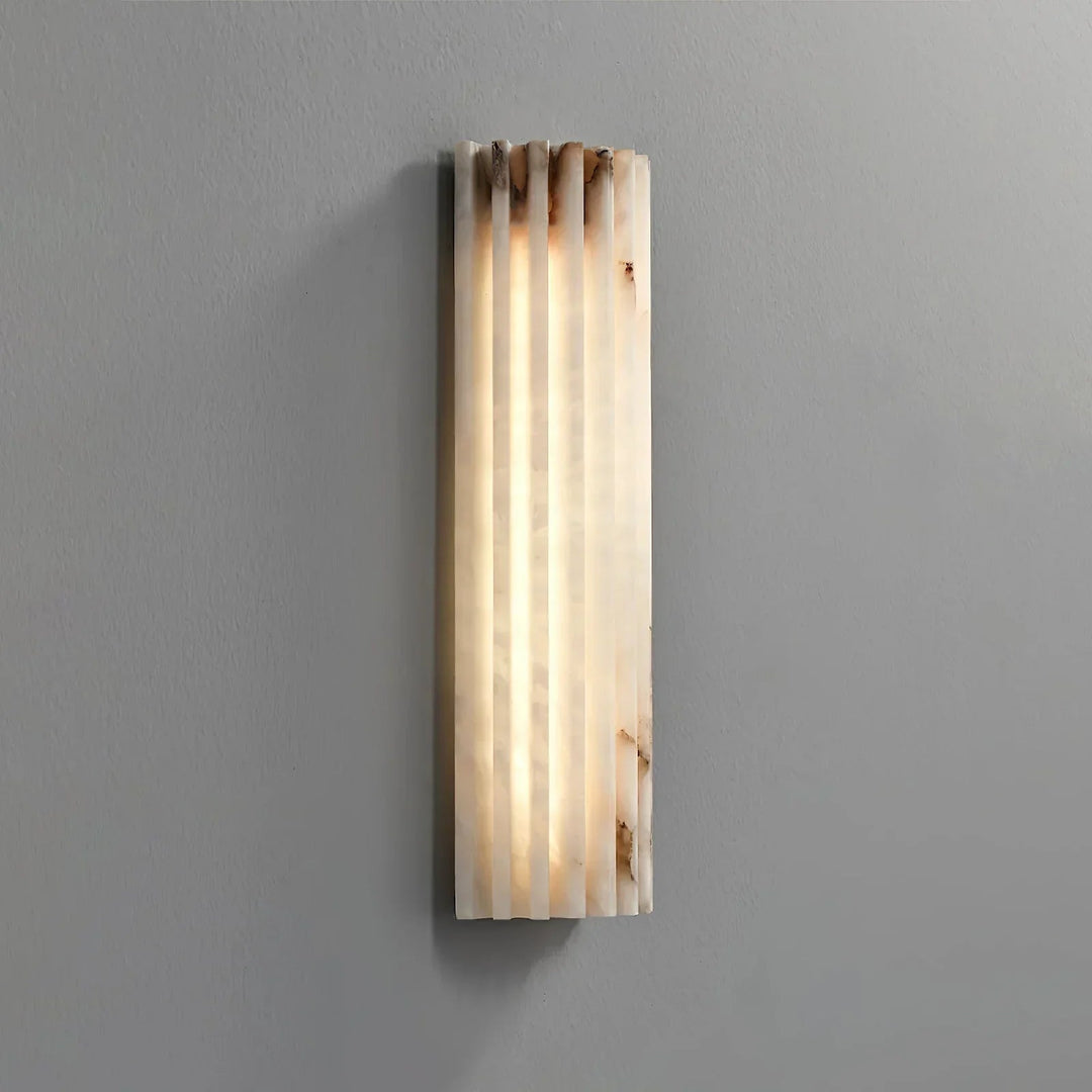 AlabasterGlow | Elegant Ribbed Alabaster Wall Sconce Light Fixture 9