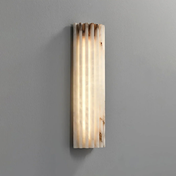 AlabasterGlow | Elegant Ribbed Alabaster Wall Sconce Light Fixture 9