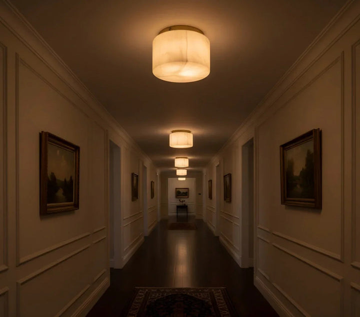 CalciteGlow | Elegant Natural Alabaster Flush Mount Ceiling Light 2