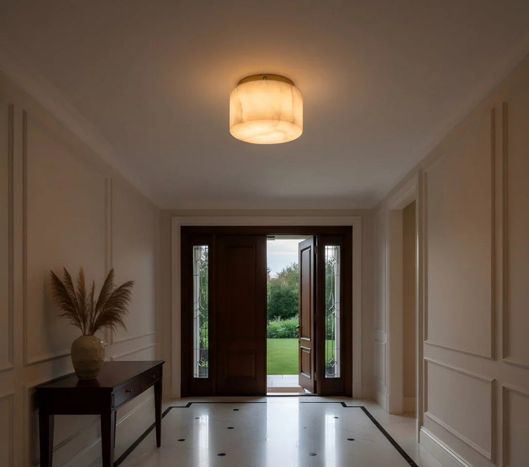CalciteGlow | Elegant Natural Alabaster Flush Mount Ceiling Light 4