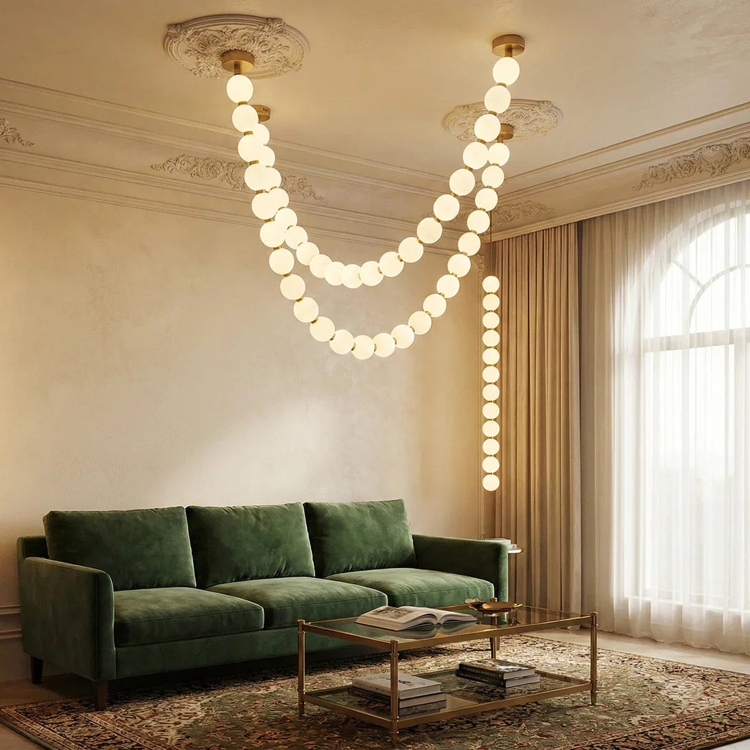 PearlGlow | Elegant Gold Modern Chandelier Light Fixture for Dining Room 6