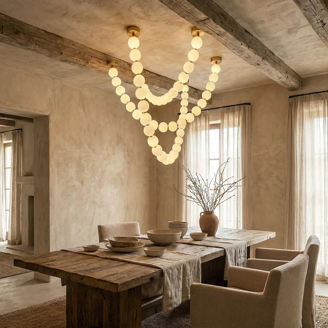 PearlGlow | Elegant Gold Modern Chandelier Light Fixture for Dining Room 8