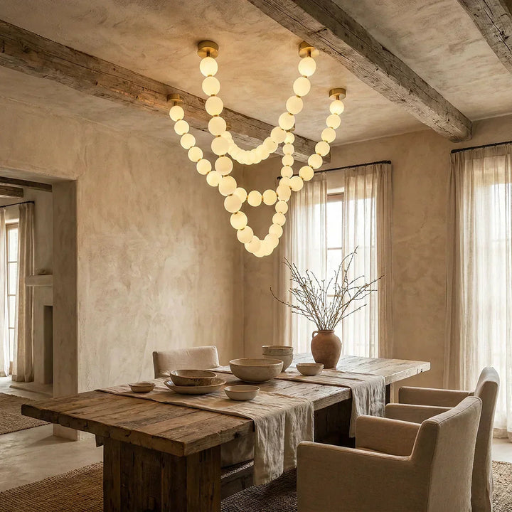PearlGlow | Elegant Gold Modern Chandelier Light Fixture for Dining Room 8