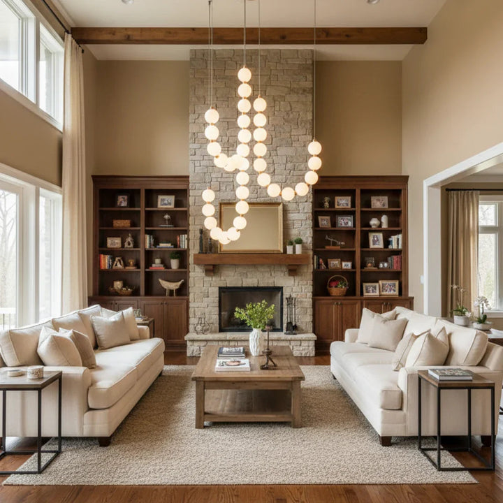 PearlSphere | Elegant Modern Gold Chandelier Light with LED Illumination 11
