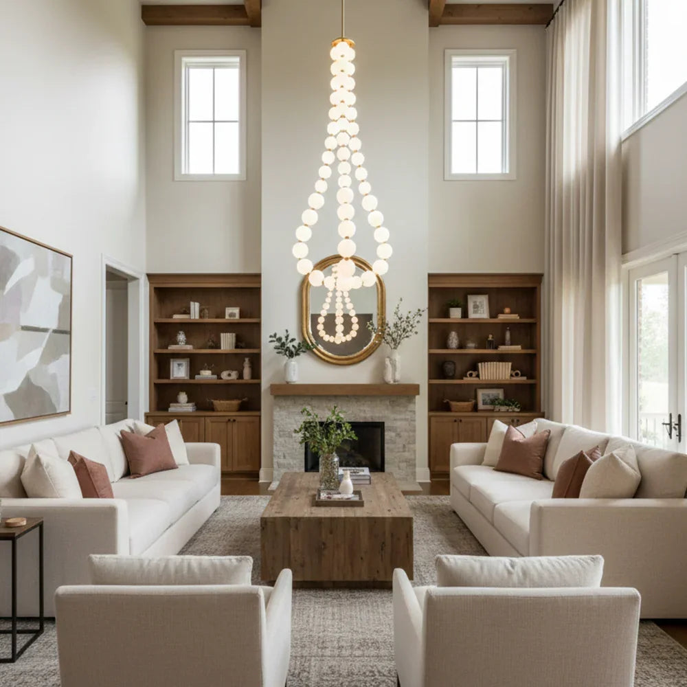 PearlSphere | Elegant Modern Gold Chandelier Light with LED Illumination 12