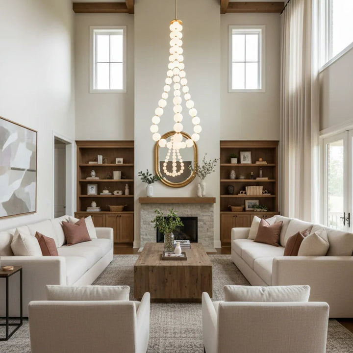 PearlSphere | Elegant Modern Gold Chandelier Light with LED Illumination 12