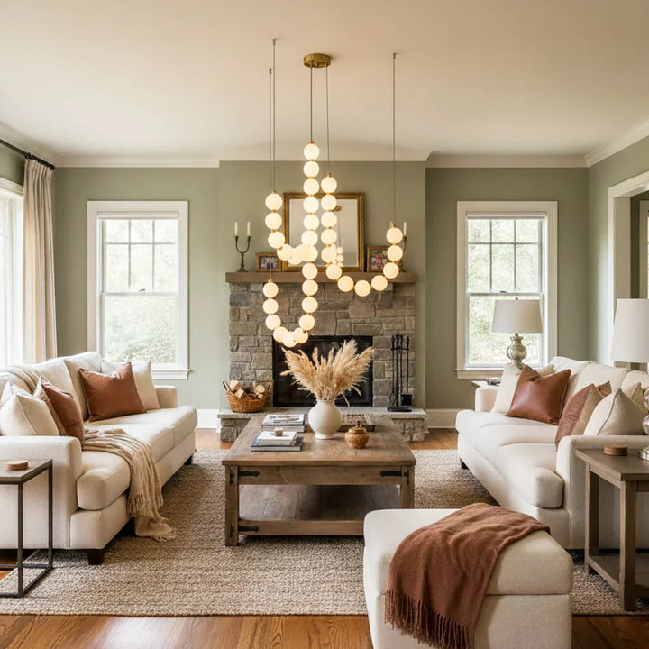 PearlSphere | Elegant Modern Gold Chandelier Light with LED Illumination 4