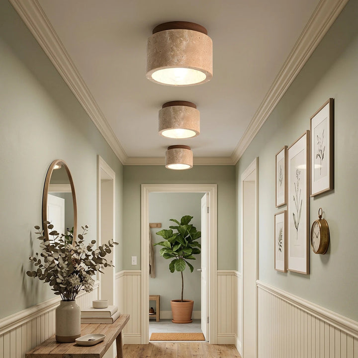 TravertineGlow | Elegant Rustic Flush Mount Ceiling Light Fixture 2