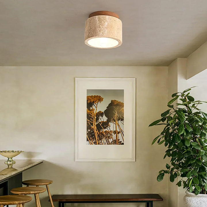 TravertineGlow | Elegant Rustic Flush Mount Ceiling Light Fixture 3
