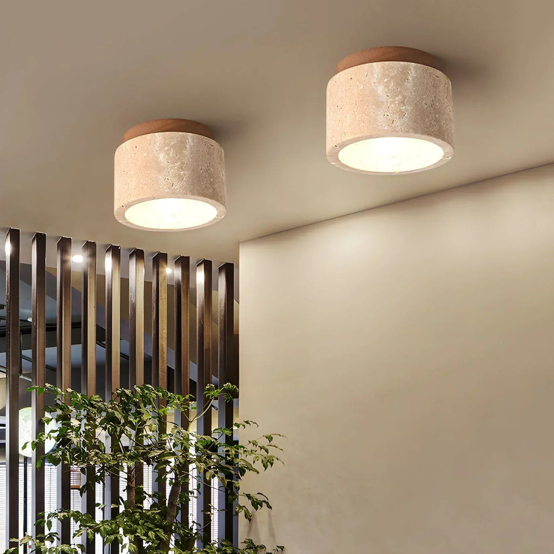 TravertineGlow | Elegant Rustic Flush Mount Ceiling Light Fixture 5