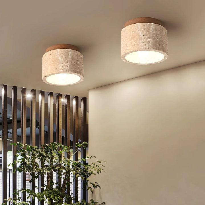 TravertineGlow | Elegant Rustic Flush Mount Ceiling Light Fixture 5
