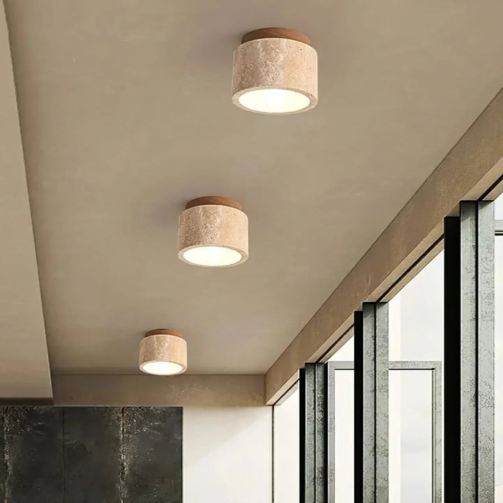 TravertineGlow | Elegant Rustic Flush Mount Ceiling Light Fixture 6