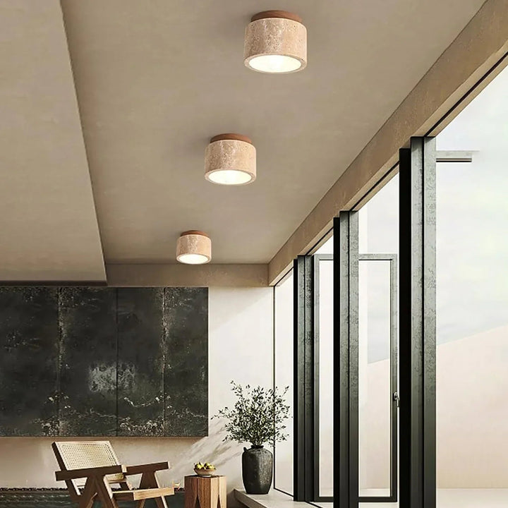 TravertineGlow | Elegant Rustic Flush Mount Ceiling Light Fixture 7