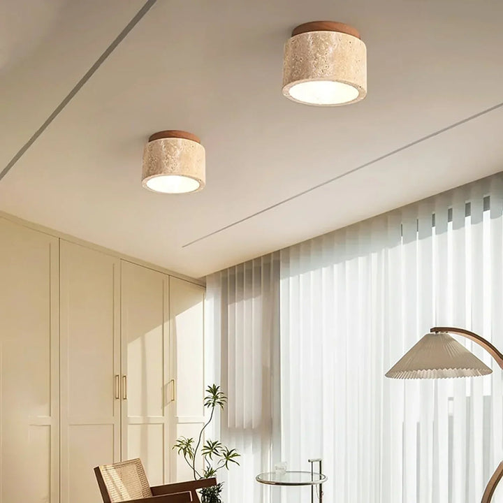 TravertineGlow | Elegant Rustic Flush Mount Ceiling Light Fixture 8